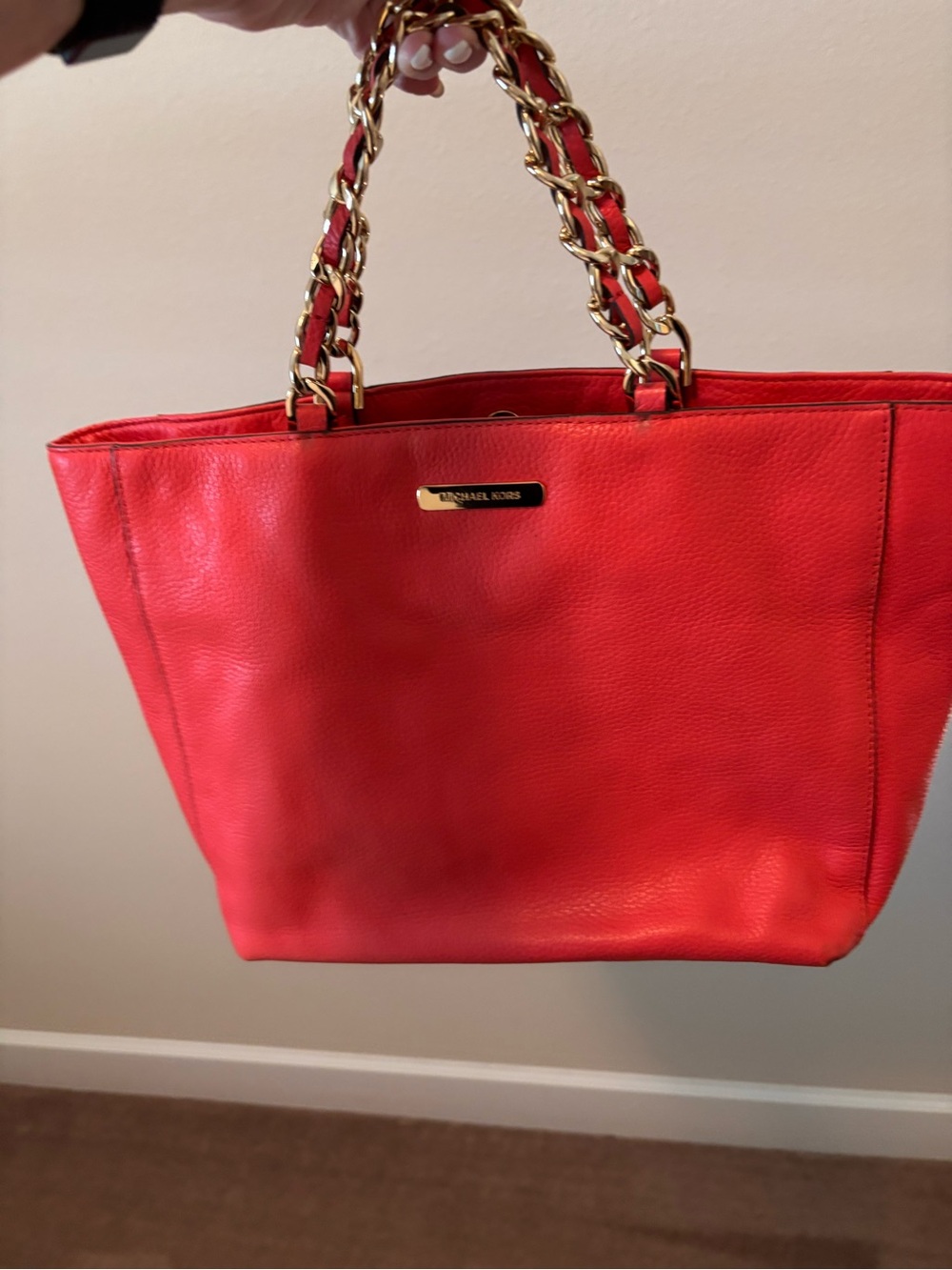 Michael Kors orange Leather Chain-Handle Tote